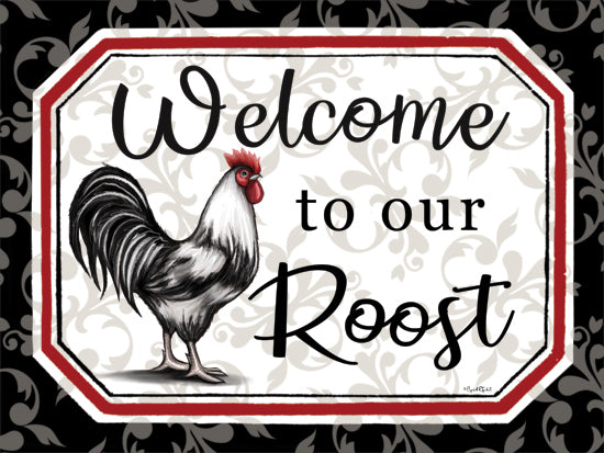 Elizabeth Tyndall ET342 - ET342 - Welcome to Our Roost - 16x12 Home, Welcome to our Roost, Typography, Signs, Rooster, Patterned Background, Farmhouse/Country from Penny Lane