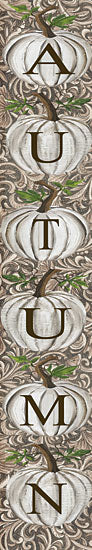 Cindy Jacobs CIN4402 - CIN4402 - Autumn Pumpkin Sign - 6x36 autumn vertical sign, stacked white pumpkins, fall themed decor, rustic seasonal art, wood background pumpkins, decorative text art from Penny Lane