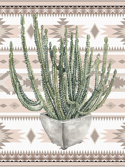 Cindy Jacobs CIN4452 - CIN4452 - Navajo Cactus - 12x16 cactus plant, geometric background, boho decor, native pattern, desert plant, modern southwestern, pottery planter, neutral color palette from Penny Lane