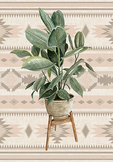 Cindy Jacobs CIN4453 - CIN4453 - Aztec Planter I - 12x16 rubber plant, pot on stand, rustic planter, tribal textile background, earth tones, boho greenery, southwestern interior, botanical from Penny Lane