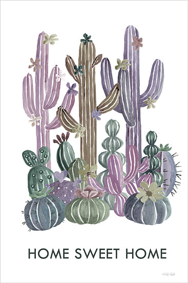 Cindy Jacobs CIN4489 - CIN4489 - Home Sweet Home Cacti - 12x18 desert flora, cacti collection, home decor print, whimsical desert plants, warm color palette, green and purple tones from Penny Lane