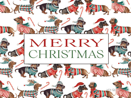 Cindy Jacobs CIN4547 - CIN4547 - Merry Christmas Dachshunds - 16x12 Merry Christmas dachshund pattern, festive dog illustration, repeating pattern of dressed dogs, candy canes, winter pet clothing, humorous art, white background from Penny Lane
