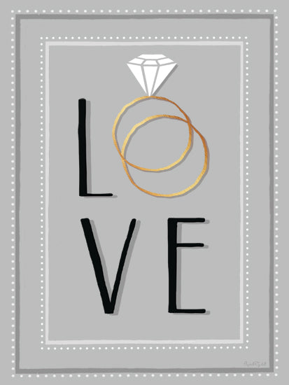 Elizabeth Tyndall ET614 - ET614 - Wedding Love - 12x16 Love with rings and diamond, engagement, marriage theme, minimalist layout, romance, wedding celebration from Penny Lane