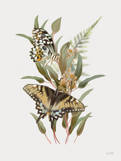House Fenway FEN1236 - FEN1236 - Butterfly Grove I - 12x16 butterflies and foliage, tropical greenery, elegant insect art, realistic butterfly wings, natural floral cluster, botanical beauty from Penny Lane