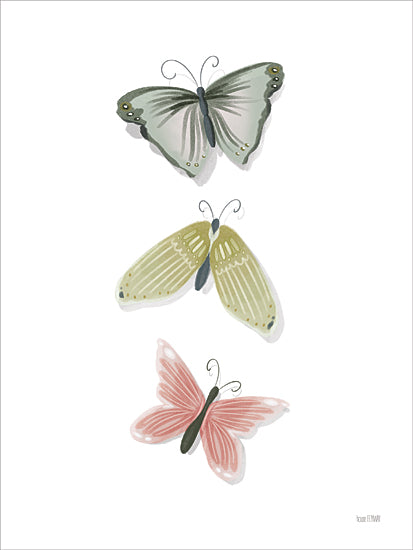 House Fenway FEN1297 - FEN1297 - Watercolor Butterflies - 12x16 butterflies, pastel colors, whimsical insects, minimal white background, soft brush strokes, green pink yellow butterflies from Penny Lane