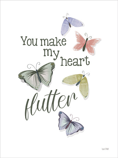 House Fenway FEN1298 - FEN1298 - You Make My Heart Flutter - 12x16 butterflies, typography, inspirational message, heart flutter, soft color palette, decorative, minimal background from Penny Lane