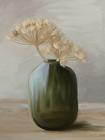 House Fenway FEN858 - FEN858 - Dried Blooms in Green - 12x16 green vase, dried flowers, still life painting, subtle brush strokes, minimalistic floral decor, neutral background from Penny Lane