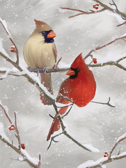 House Fenway FEN872 - FEN872 - Winter Perch II - 12x16 cardinals on snowy branches, nature pair, vibrant red male cardinal, serene female cardinal, snow scene, winter forest from Penny Lane