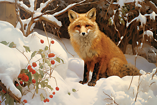 Heidi Kuntz HK399 - HK399 - Forest's Friend   - 18x12 red fox in snowy forest, vibrant fur, snow-covered branches, winter landscape, wildlife in nature, serene outdoor scene, naturalistic style, animal in snow from Penny Lane