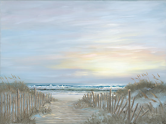 Georgia Janisse JAN295 - JAN295 - Serenity Path - 16x12 beach boardwalk, sand dunes, ocean waves, sunset sky, serene coastal path, beach grass, tranquil landscape, seascape painting from Penny Lane