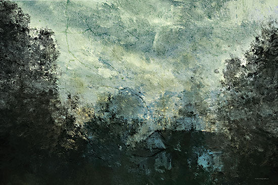 Kamdon Kreations KAM833 - KAM833 - Run Away to the Woods - 18x12 forest landscape, moody trees, textured painting, green hues, dark ambiance, cloudy sky, dramatic scene from Penny Lane