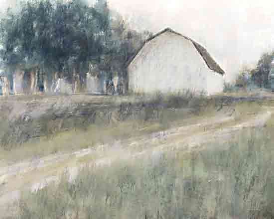 Kamdon Kreations KAM934 - KAM934 - Another Path - 16x12 white barn, grassy path, soft pastel tones, tranquil countryside, rural scene, painterly brushwork, trees background from Penny Lane
