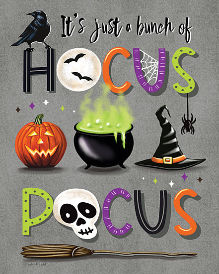 Elizabeth Tyndall ET115 - ET115 - Hocus Pocus - 12x16 Halloween, Fall, It's Just a Bunch of Hocus Pocus, Typography, Signs, Textual Art, Halloween Icons, Crow, Witches Brew, Jack O'Lantern, Bats, Moon, Skull from Penny Lane