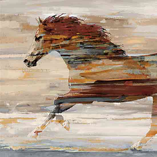 Amber Sterling AS152 - AS152 - Galloping Beauty - 12x12 Horse, Brown Horse,  Galloping Horse, Abstract, Sideview from Penny Lane