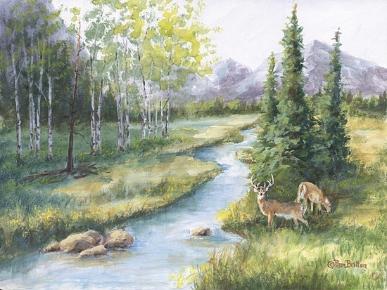 Pam Britton BR633 - BR633 - In the Wild I - 16x12 Deer, Creek, Landscape, Trees, Mountains, Rocks, Nature from Penny Lane