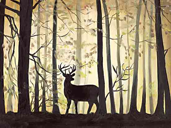 Dogwood Portfolio DOG267 - DOG267 - Misty Morning Deer - 16x12 Deer, Forest, Trees, Silhouette, Morning, Landscape from Penny Lane
