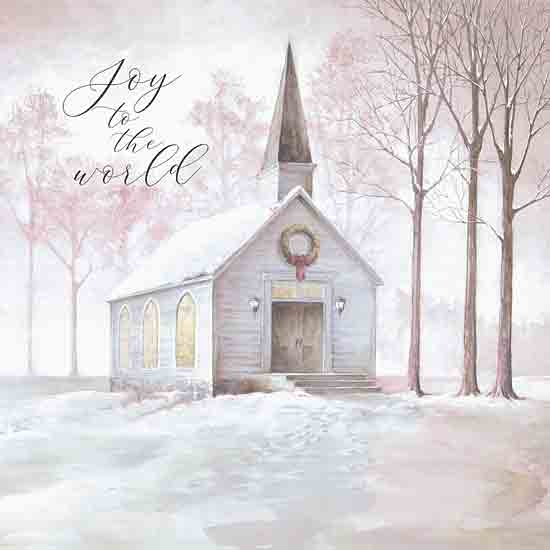 Dogwood Portfolio DOG290 - DOG290 - Joy to the World Church - 12x12 Church, Religious, Christmas, Country Church, Winter, Snow, Joy to the World, Typography, Signs, Textual Art, Landscape, Trees from Penny Lane