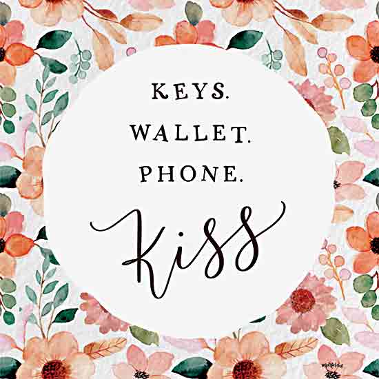 Imperfect Dust DUST1187 - DUST1187 - Keys, Wallet, Phone, Kiss - 12x12 Inspirational, Flowers, Pink Flowers, Greenery,  Keys, Wallet, Phone, Kiss, Typography, Signs, Textual Art from Penny Lane