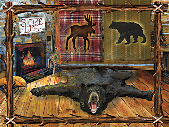 Ed Wargo ED497 - ED497 - Cabin Décor II - 16x12 Lodge, Cabin, LogCabin, Bear Rug, Bear Skin, Bear Picture, Elk Picture, Masculine, Fireplace, Simple Life, Signs, Tree Trunk Frame from Penny Lane