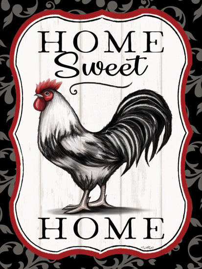Elizabeth Tyndall ET344 - ET344 - Home Sweet Home Rooster - 12x16 Home, Home Sweet Home, Typography, Signs, Rooster, Patterned Background, Farmhouse/Country from Penny Lane