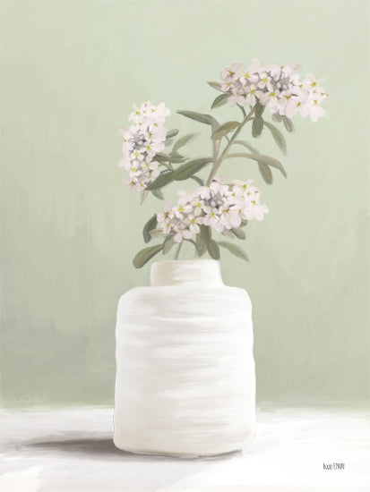 House Fenway FEN1069 - FEN1069 - Bespoken Verbena - 12x16 Flowers, Verbena, White Verbena, Vase, White Face, Neutral Palette, Green Background from Penny Lane