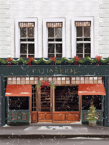 House Fenway FEN1155 - FEN1155 - Christmas Bakery - 12x16 Christmas, Holidays, Bakery, Storefront, Winter, Patisserie, Typography, Signs, France, Pine Swags, Red Bows from Penny Lane