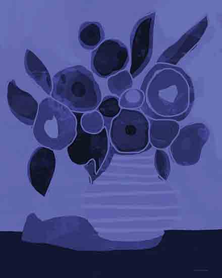 Kamdon Kreations KAM989 - KAM989 - Inky - 12x16 Abstract, Flowers,  Vase, Blue, White, Contemporary from Penny Lane