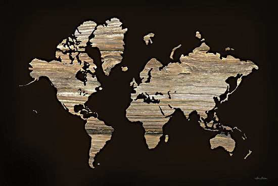 Lori Deiter LD3072 - LD3072 - Wood World Map    - 16x12 Map, World Map, Continents, Wood, Black Background from Penny Lane