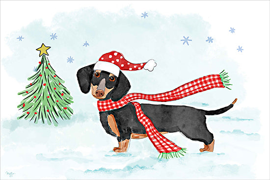 Mollie B. MOL2786 - MOL2786 - Christmas Dachshund Dog - 18x12 Christmas, Holidays, Dog, Dachshund, Winter, Christmas Tree, Scarf, Snowflakes, Watercolor from Penny Lane