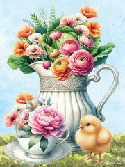 ND413 - Pitcher of Flowers and Chick - 12x16