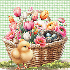 ND414 - Basket of Flowers and Chick - 12x12