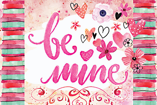 Nicole DeCamp ND424 - ND424 - Be Mine - 18x12 Valentine's Day, Hearts, Be Mine, Typography, Signs, Textual Art, Patterns, Flowers, Watercolor, from Penny Lane