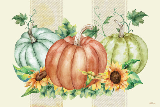 Nicole DeCamp ND562 - ND562 - Harvest Still Life Pumpkins - 18x12 Still Life, Fall, Pumpkins, Green Pumpkins, Flowers, Sunflowers, from Penny Lane