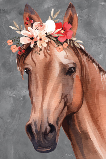 Nicole DeCamp ND565 - ND565 - Whimsical Floral Horse - 12x18 Whimsical, Horse, Brown Horse, Flowers, Floral Crown from Penny Lane