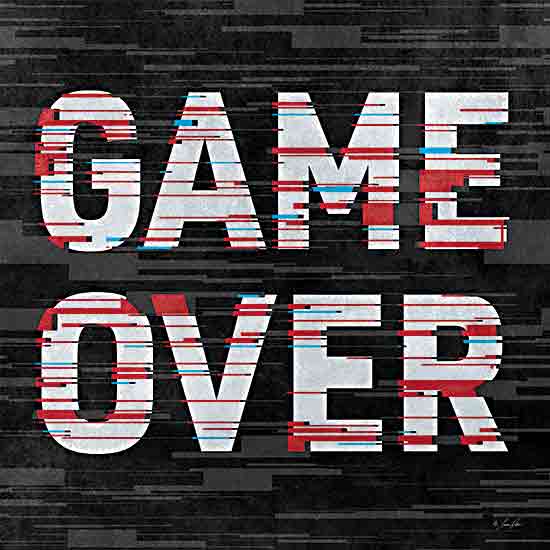 Lauren Rader RAD1432 - RAD1432 - Glitch Game Over - 12x12 Gaming, Video Games, Game Over, Typography, Signs, Textual Art, Black, White, Red, Masculine from Penny Lane