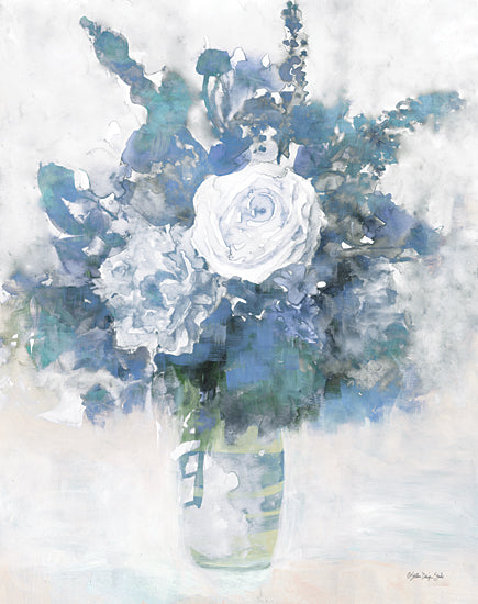 Stellar Design Studio SDS1162 - SDS1162 - Front and Center - 12x16 Flowers, White Flower, Blue Flowers, Glass Vase, Abstract, Blue & White from Penny Lane