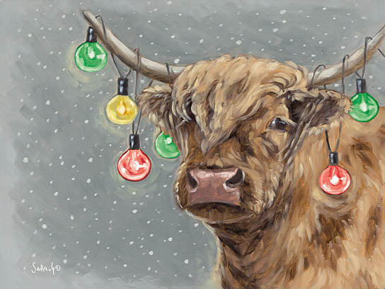Sara G. Designs SGD247 - SGD247 - Bright for the Holidays     - 16x12 Christmas, Holidays, Whimsical, Cow, Highland Cow, Winter, Snow, Ornaments from Penny Lane
