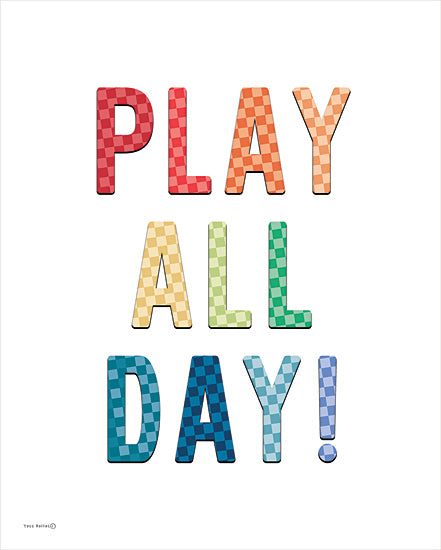 Yass Naffas Designs YND450 - YND450 - Play All Day   - 12x16 Children, Play All Day, Typography, Signs, Textual Art, Motivational, Checkered, Diptych from Penny Lane