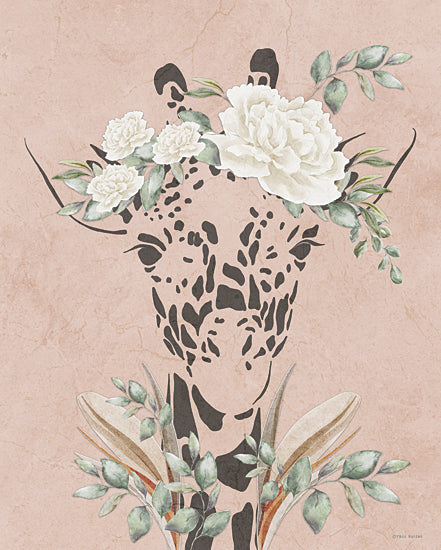 Yass Naffas Designs YND496 - YND496 - Safari Giraffe Dreaming - 12x16 Whimsical, Giraffe, Safari, Flowers, White Flowers, Greenery, Floral Crown from Penny Lane