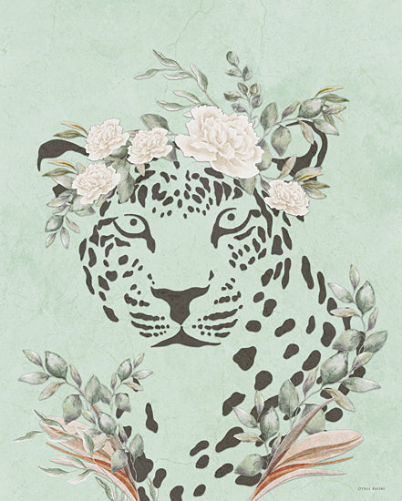 Yass Naffas Designs YND497 - YND497 - Safari Leopard Dreaming - 12x16 Whimsical, Leopard, Safari, Flowers, White Flowers, Greenery, Floral Crown from Penny Lane