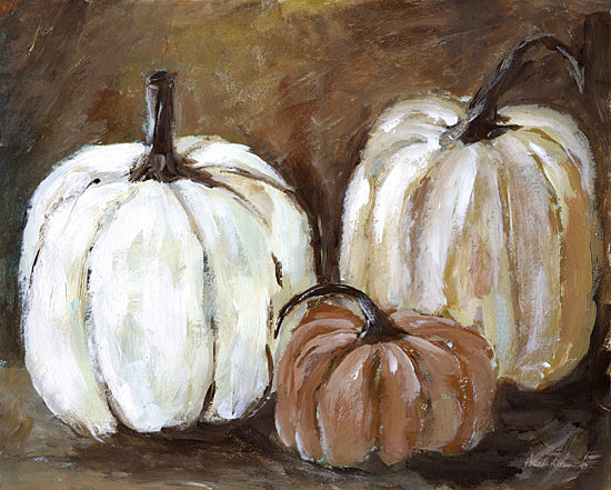 Amanda Hilburn AH301 - AH301 - Fall Pumpkin Trio - 16x12 white pumpkins, fall harvest, rustic autumn decor, farmhouse pumpkins, seasonal still life from Penny Lane