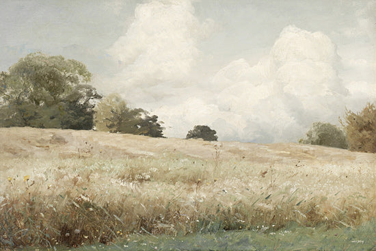 Amber Sterling AS373 - AS373 - Beyond the Hill - 18x12 pastoral landscape, grassy meadow, cloudy sky, natural scene, serene countryside, impressionistic landscape, nature painting, outdoor scenery, calm tones, painterly texture from Penny Lane