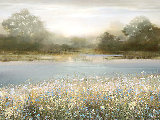 Amber Sterling AS526 - AS526 - Pale Horizon - 16x12 lake, sunrise, wildflower meadow, mist, peaceful water from Penny Lane