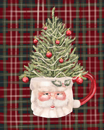 Ashley Bradley BRAD352 - BRAD352 - Santa’s Little Tree - 12x16 holidays & seasonal, backgrounds & patterns, still life, christmas, winter, trees, santa, christmas tree, ornaments, plaid, mug, holly, whimsical, decorative, watercolor, red from Penny Lane