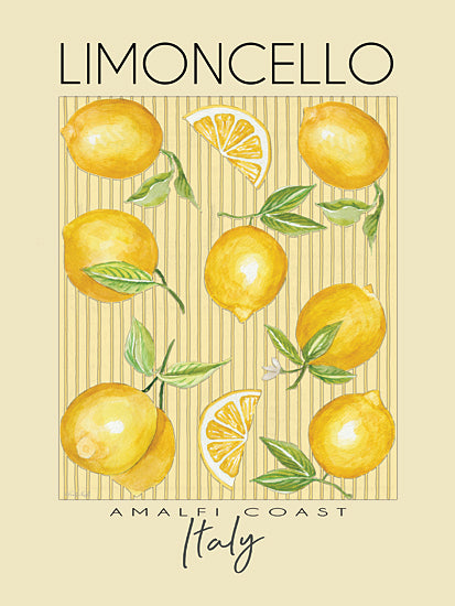 Cindy Jacobs CIN4449 - CIN4449 - Limoncello - 12x16 lemons, Amalfi Coast Italy, limoncello theme, yellow citrus fruit, striped background, Italian decor, travel inspired design from Penny Lane