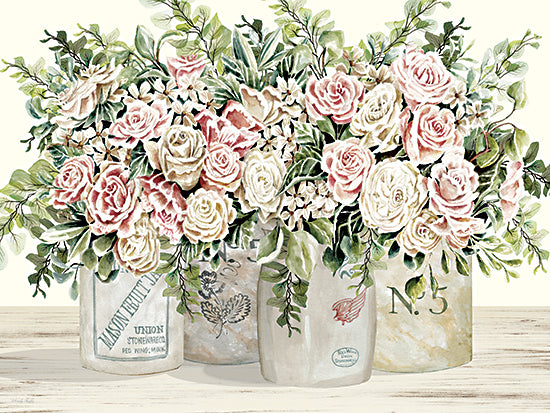 Cindy Jacobs CIN4557 - CIN4557 - Vintage Rose Abundance - 16x12 ocean pier, wooden dock, rowboat, seaside scene, coastal watercolor, turquoise water, blue sky, clouds, scripture quote, Psalm 96:11, let the heavens rejoice, inspirational bible verse, beach decor, serene landscape from Penny Lane