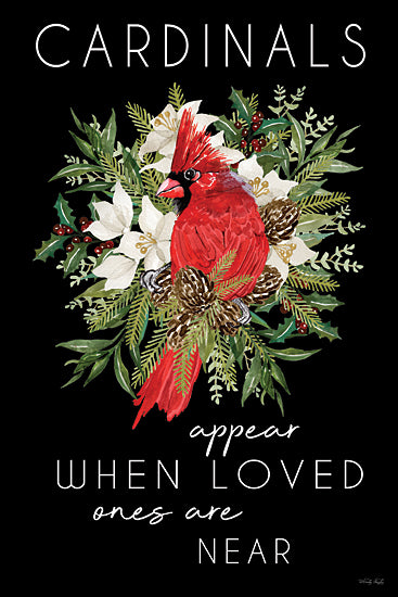 Cindy Jacobs CIN4744 - CIN4744 - Cardinals Appear - 12x18 Cardinal bird art, red bird, winter greenery, pinecones, holiday decor, loved ones quote, memorial art, watercolor botanical design from Penny Lane