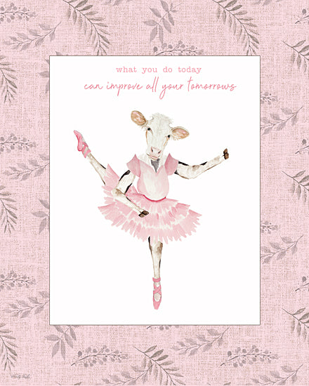 Cindy Jacobs CIN4751 - CIN4751 - What You Do Today - 12x16 Inspirational animal art, calf ballerina, pink tutu, motivational wall decor, nursery art, positive message, cute animal illustration from Penny Lane