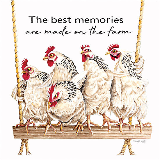 Cindy Jacobs CIN4782 - CIN4782 - The Best Memories - 12x12 animals, typography, farm animals, birds, inspirational, word art, chickens, rooster, hens, swing, farmhouse, country, whimsical, modern farmhouse, watercolor, neutral from Penny Lane
