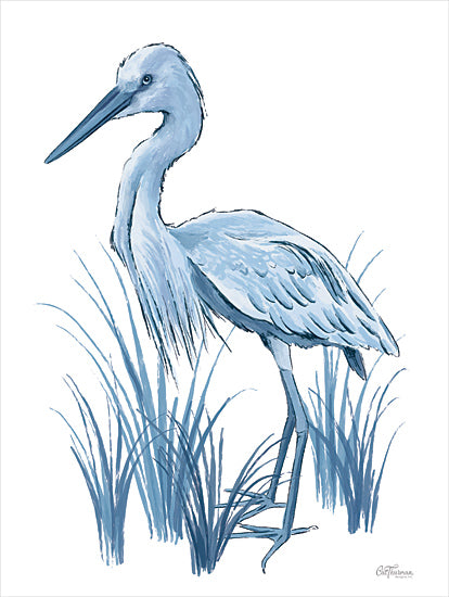 Cat Thurman Designs CTD182 - CTD182 - Lone Egret - 12x16 blue heron illustration, wading bird, wetland bird art, waterfowl, painterly bird, nature wildlife artwork from Penny Lane